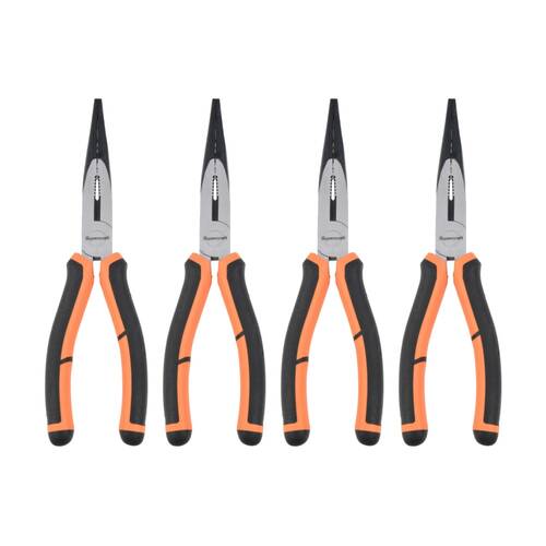 4PK Supercraft Long Nose Chrome Vanadium Steel Plier W/ Soft Grip Handles 200mm