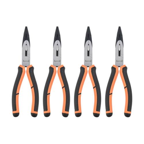 4PK Supercraft Long Nose Bent Chrome Vanadium Steel Plier W/ Soft Grip 200mm