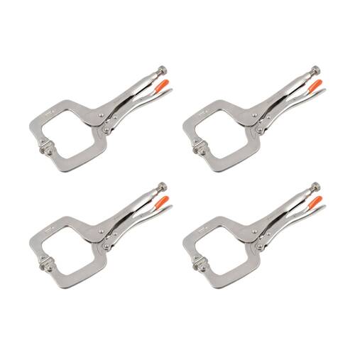 4PK Supercraft Locking C-Clamp Plier W/ Swivel Pad Jaws For Welding Use 280mm
