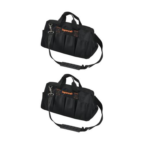 2PK Supercraft Wide Mouth Tool Bag W/ Adjustable Shoulder Strap & Pockets 410mm