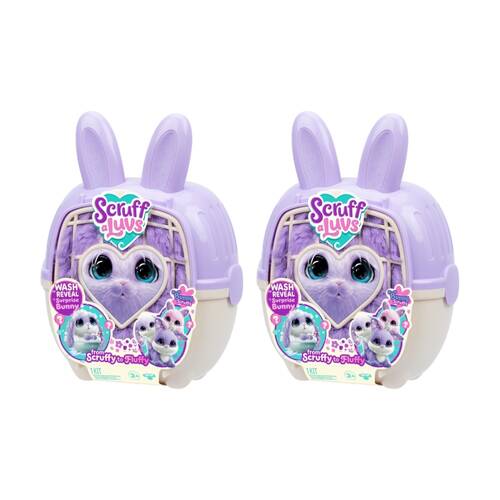 2PK Scruffaluvs Series 2 Bunny Single Pack Kids Plush Toy W/ Carrier 2y+