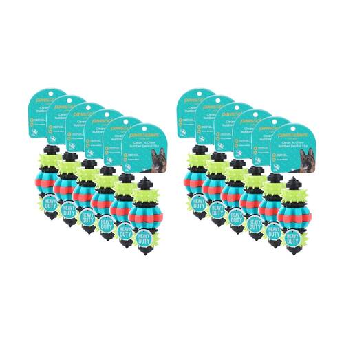 12x Paws And Claws Clean N Chew TPR Heavy Duty Rubber Dental Dog Toy 17cm Assorted