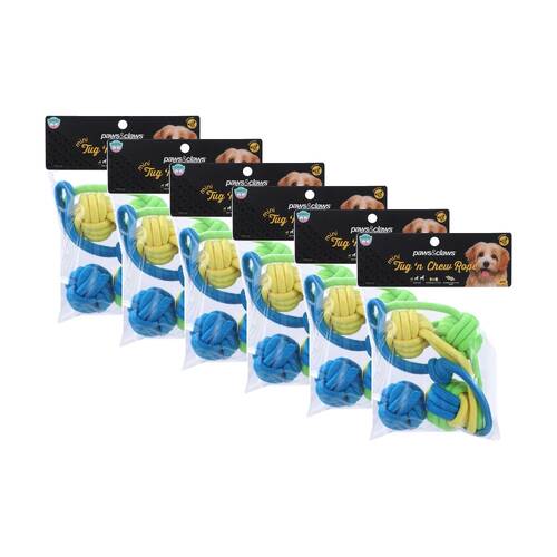 6x 4pc Paws And Claws Mini Tug N Chew Rope Dog Pet Play Toy Set 23x5x1cm