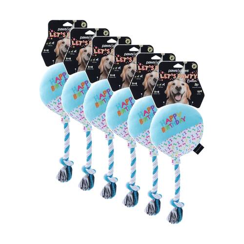 6x Paws And Claws Birthday Plush Dog Pet Play Toy 20-35x12x8cm Assorted