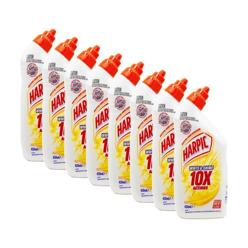 8PK Harpic White Shine Bleach Toilet Cleaner Kills 99.9 Percent 450ml Gel Citrus