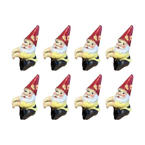 8PK Indoor/Outdoor Garden Gnome Plant Pot Sitter Decor 9x6x5cm Assorted