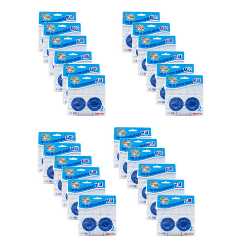 24x 2pc Clean Scene Toilet Cistern Blocks Blue Extra Fresh Cleaner 50g