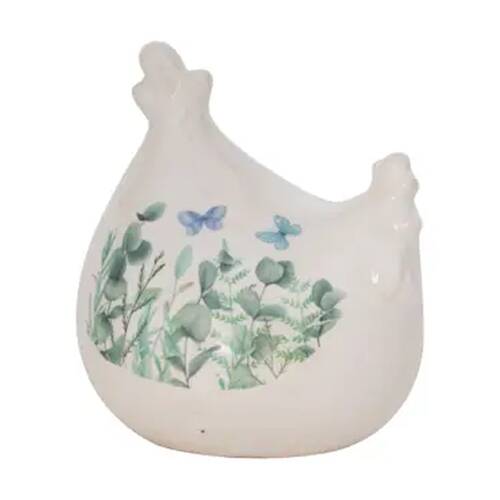 Butterfly Chicken Ceramic Decorative Garden Decor Ornament Blue