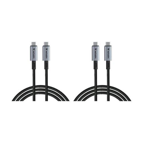 2PK VERBATIM USB-C-to-USB-C 240W 40GPS Device Charger Cable Cord 120cm