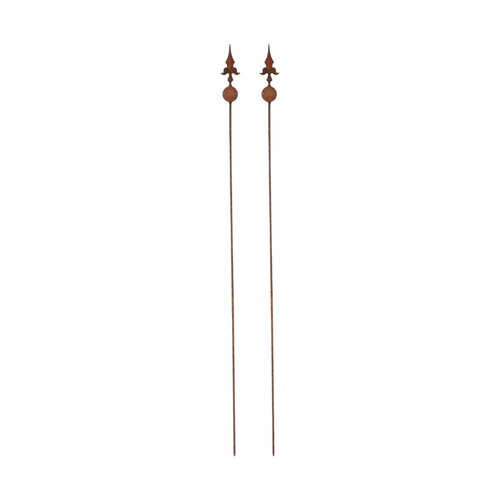 2x 6pc Mixed Designs Pre-Rusted Steel Garden Stakes Ornament Decor Set Brown