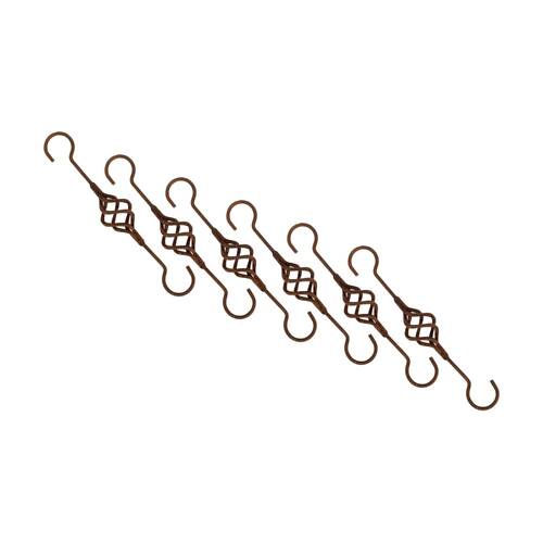 6PK Hanging Hook With Twirl Pre-Rusted Metal Garden Ornament Decor 34cm