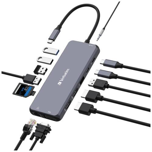 VERBATIM USB-C Connected USB-A & C/HDMI/RJ45 Multiport Connection Hub CMH-14