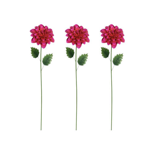 3PK Dahlia Stick Small Decorative Powder Coated Metal Garden Stake Colourful