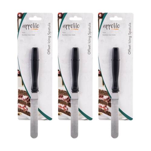 3PK Appetito Stainless Steel Offset Icing Spatula W/ Ergonomic Handle 12cm
