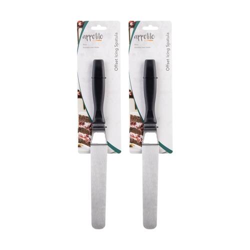2PK Appetito Stainless Steel Offset Icing Spatula W/ Ergonomic Handle 20cm