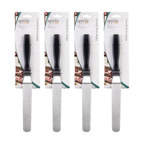 4PK Appetito Stainless Steel Offset Icing Spatula W/ Ergonomic Handle 20cm