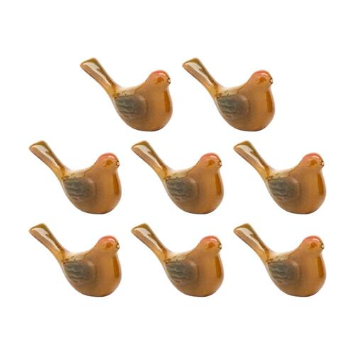 8PK Decorative Ceramic Birds Glazed Finish Indoor Outdoor Decor Assorted