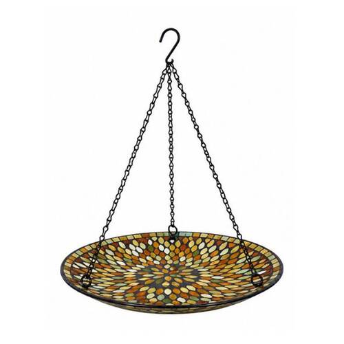 Hanging Bird Bath Mosaic Design Autumn Functional Garden Ornament