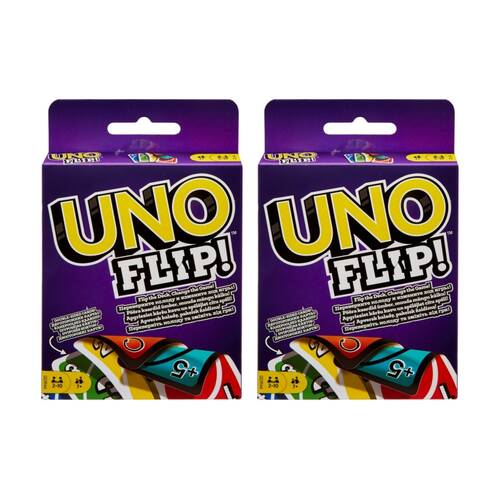 2PK Mattel UNO Flip! Kids/Family Double-Sided Card Colour/Number Match Game 7y+