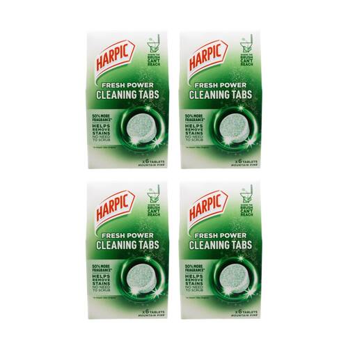 4x 6pc Harpic Antibacterial Fresh Power Toilet Cleaning Tabs Mountain Pine