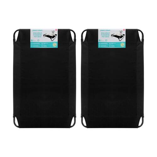 2x Paws And Claws Foldable Elevated Dog Pet Bed Black 105x65x18cm Large