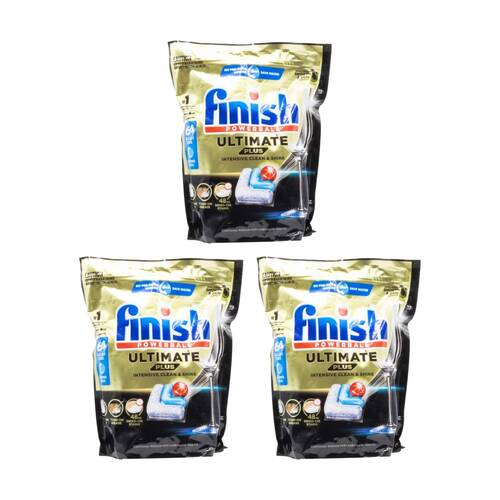 3x 64pc Finish Powerball Ultimate Plus Clean & Shine Dishwasher Tabs Baking Soda