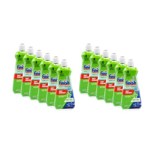 12PK Finish 0% Dishwasher Rinse & Shine Aid Liquid Unscented 400ml