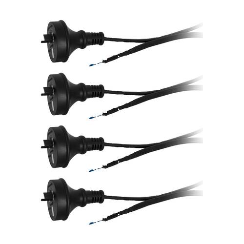 4PK Doss 3M 7.5A 2 Core Mains Lead Bare Wire Power Black Cable AU Cord