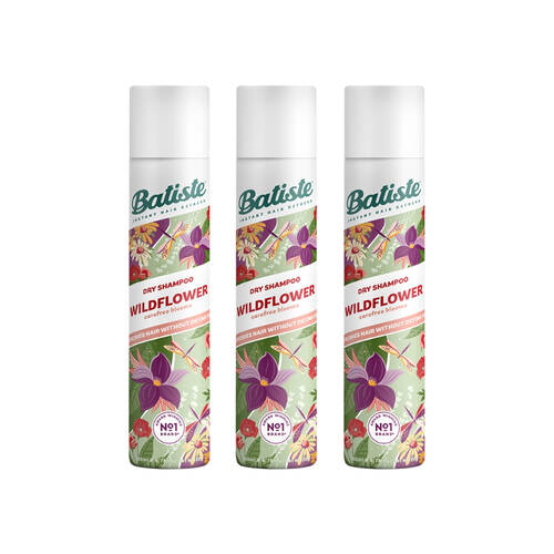 3PK Batiste Dry Shampoo Wildflower Carefree Blooms Scent Hair Care 200mL