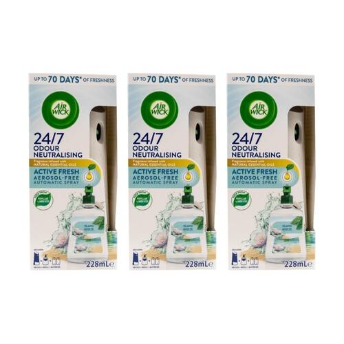 3PK Air Wick Automatic Spray Aerosol Free Active Fresh Fragrance 228ml