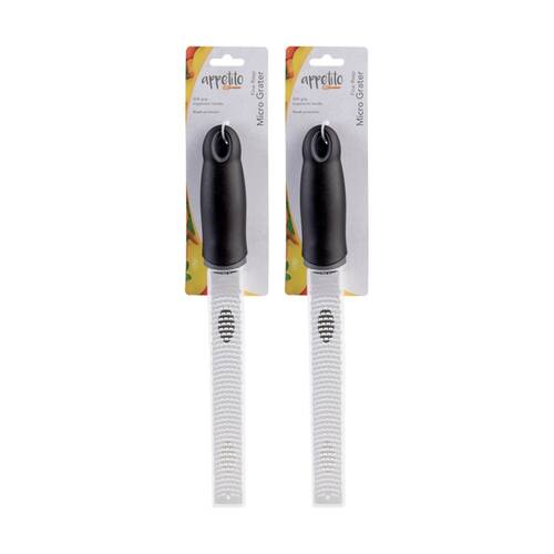2PK Appetito Stainless Steel Rasp Micro Grater W/ Soft Grip Handle Fine