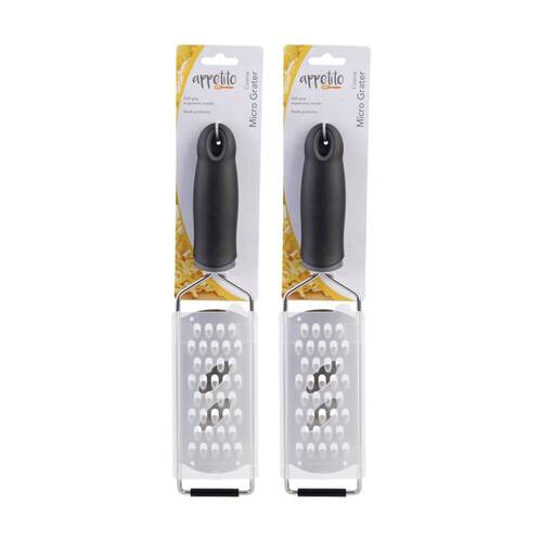 2PK Appetito Stainless Steel Micro Grater W/ Soft Grip Handle Coarse