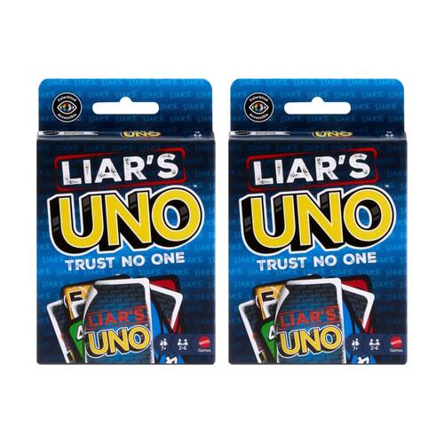 2PK Mattel UNO Liars Kids/Family Bluffing Strategy Travel/Party Card Game 7y+