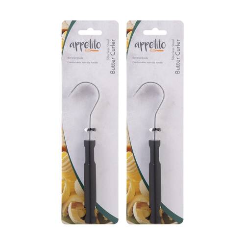 2PK Appetito Stainless Steel Butter Curler Kitchen Tool W/ Black Handle