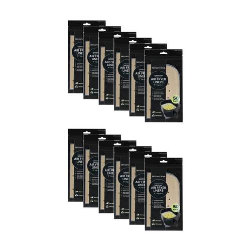 12x 50pc Lemon And Lime Air Fryer Liners Set Non-Stick W/ Circulation Holes 23x23cm