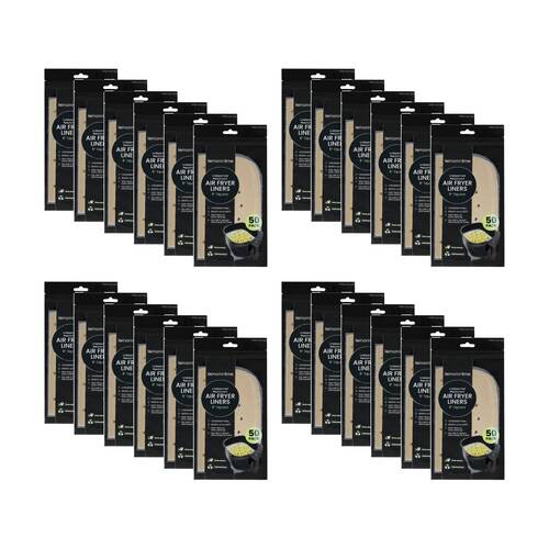 24x 50pc Lemon And Lime Air Fryer Liners Set Non-Stick W/ Circulation Holes 23x23cm
