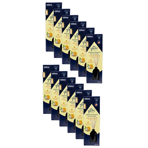 12PK Glade Reed Diffuser Aromatherapy Pure Happiness Orange & Neroli 80ml