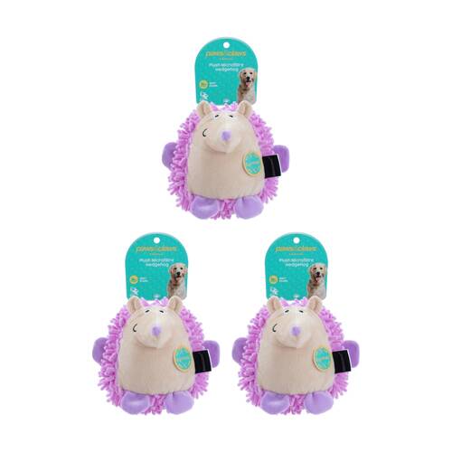 3x Paws And Claws Plush Hedgehog Pet Dog Chew/Cuddle Squeaker Toy Assorted