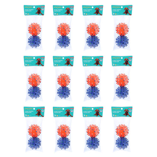 12x 2pc Paws And Claws Puppy Durable Dental Play Ball Chew/Chase/Fetch Toy Set 6.5cm