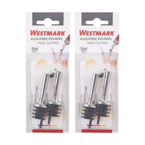 2x 2pc Westmark Stainless Steel Bottle Pourers Set W/ Hinged Metal Cap