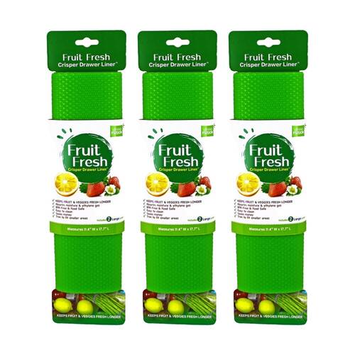 3x 2pc Grand Fusion Fruit Fresh Fridge Crisper Drawer Liner Set Green