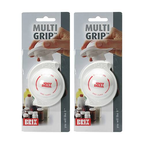 2PK Brix Multigrip Safety Cap Bottle Opener Kitchen Tool White Fits Most Lids