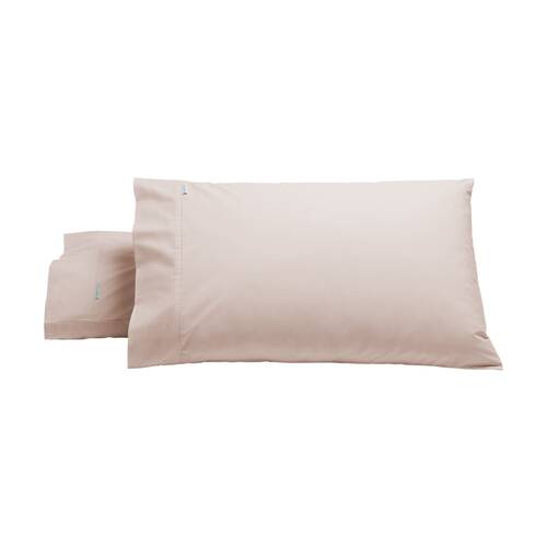 2pc Bianca Heston 300TC Cotton Percale Standard Size Pillowcases Pink 48x74cm