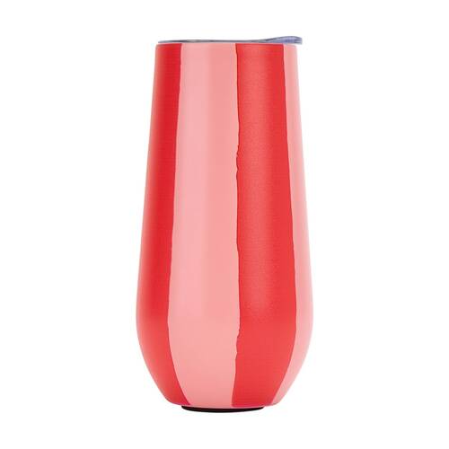 Annabel Trends Sparkling Flute Double Walled Red & Pink Stripe Tumbler 175ml
