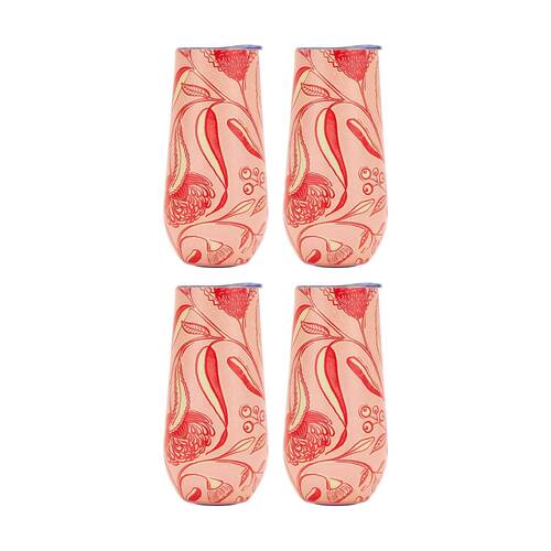 4PK Annabel Trends Sparkling Flute Double Walled Tumbler Trailing Natives 175ml