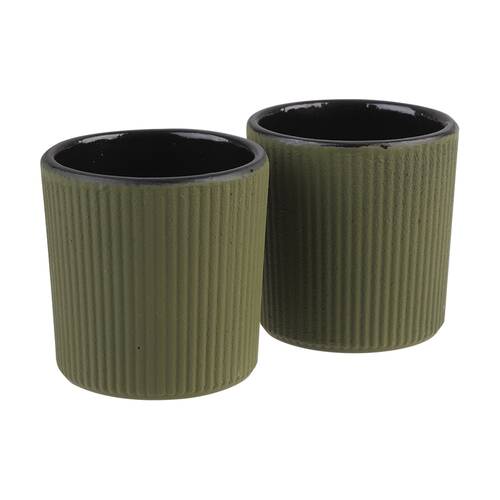 2pc Teaology Cast Iron Heat Retaining?Tea Cup Set Serenity Olive 120ml