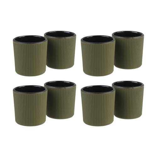 4x 2pc Teaology Cast Iron Heat Retaining Tea Cup Set Serenity Olive 120ml