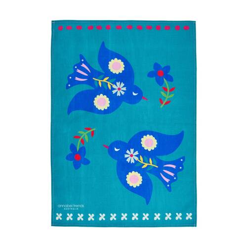 Annabel Trends Kitchen Tea Towel Fiesta Bird Print 100% Cotton 70x50cm