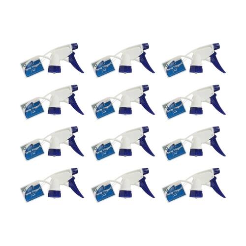 12PK Edco Adjustable Setting 257mm Stem Spray Trigger For Use With 500ml Blue