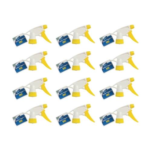 12PK Edco Adjustable Setting 257mm Stem Spray Trigger For Use With 500ml Yellow